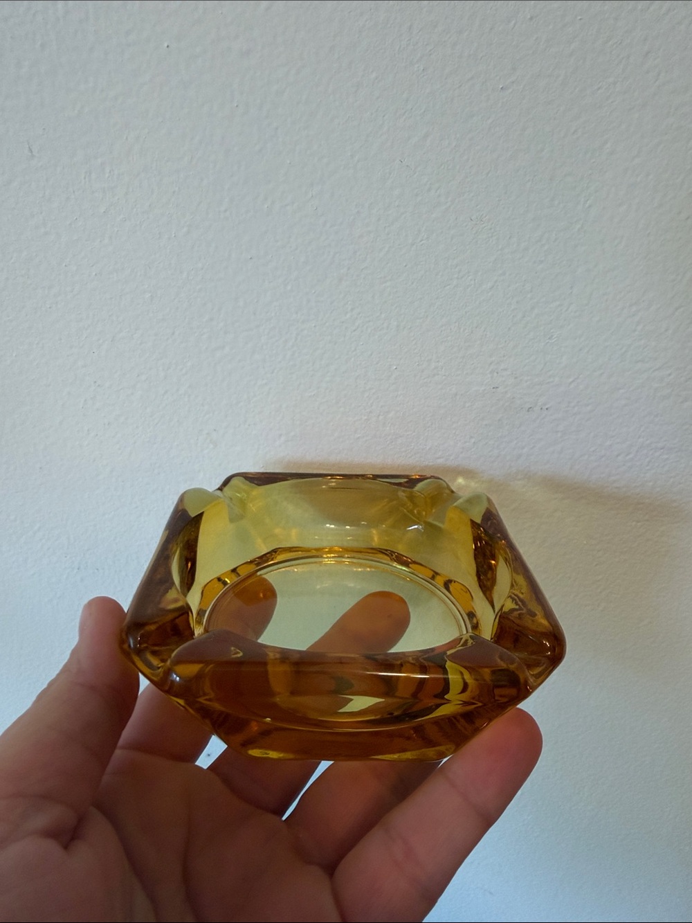 Amber Glass Decorative Ashtray Bowl - Warm Amber Accent